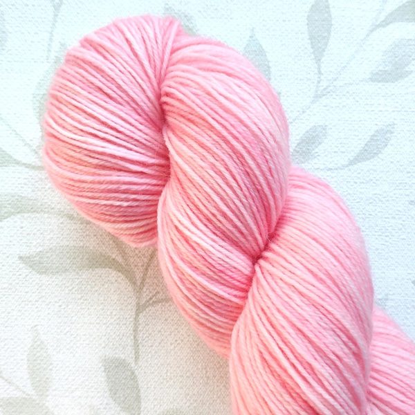 hand dyed 4 ply yarn 100g in soft pale pink shades called Sakura Pink.