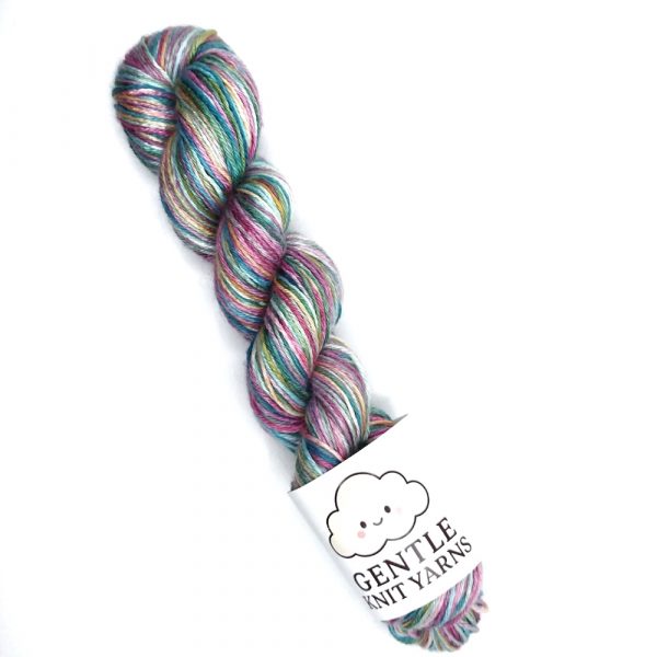 Muted rainbow silk merino 100g skein