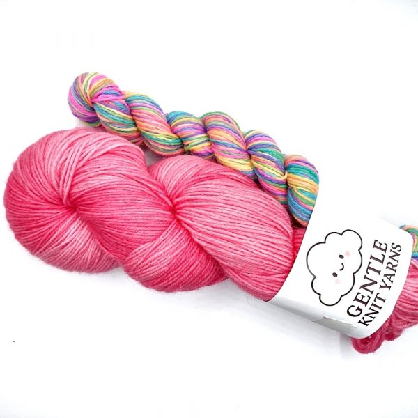 Bright pink 100g with rainbow 25 sock set