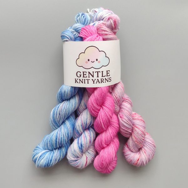 25g x4 mini pack blues and pink shades called Blues and Pinks 4 ply