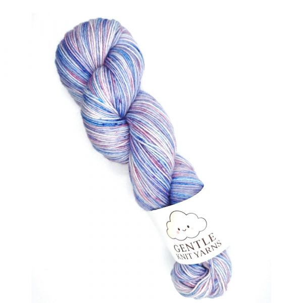 blue lilac pink skein with blue and pink speckles