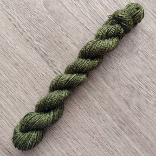 20g mini skein. Tonal shades of moss green called Moss Bank 4 ply
