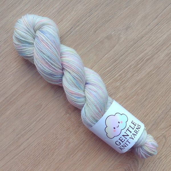 pastel rainbow coloured 50g 4 Ply called Petal Rainbow