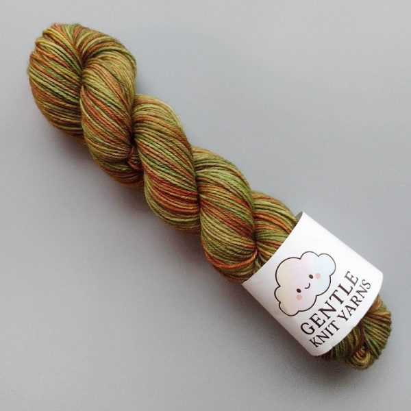 hand dyed yarn green and brown tones 50g 4 Ply called Walk in the Woods