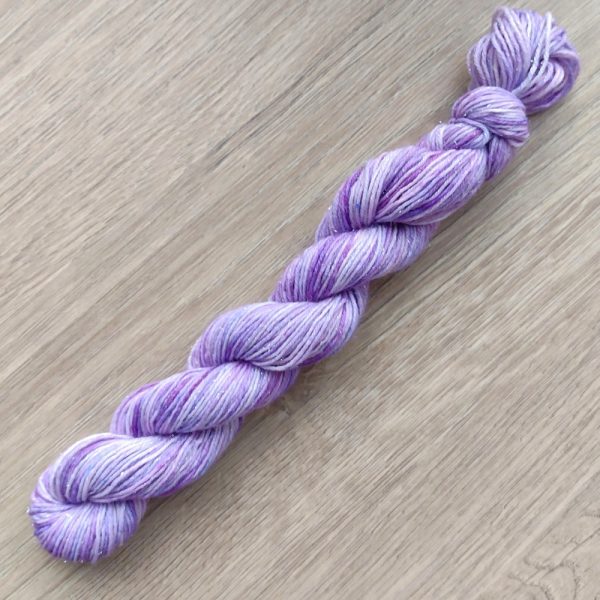 lavender 25g skein with silver stellina called Lavender Sparkle 4 ply