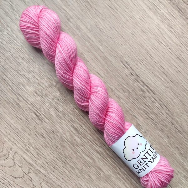 hand dyed yarn called Bubblegum Pink 50g 4 ply merino/nylon