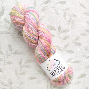 pastel rainbow 100g 4 ply hand dyed yarn called Happy Rainbow