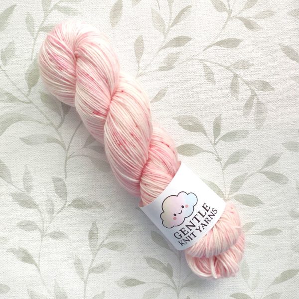 hand dyed 4 ply yarn pink and white shades with pink speckles called pink White Blossoms