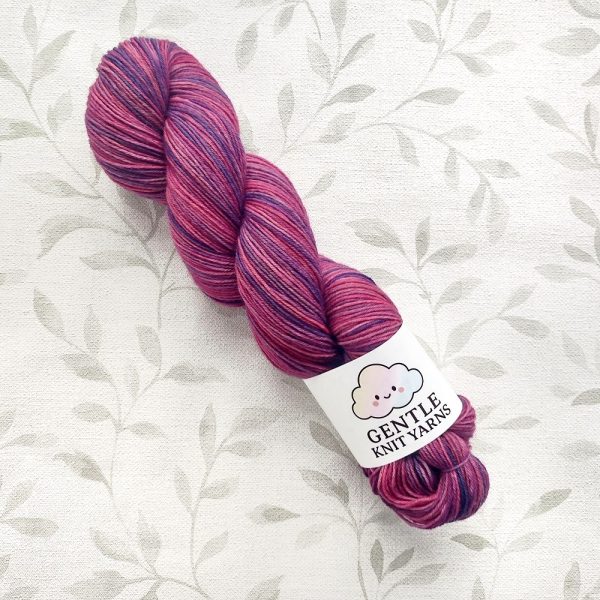 hand dyed 4 ply 100g in shades of plum, pink ,purple called Berry Harvest